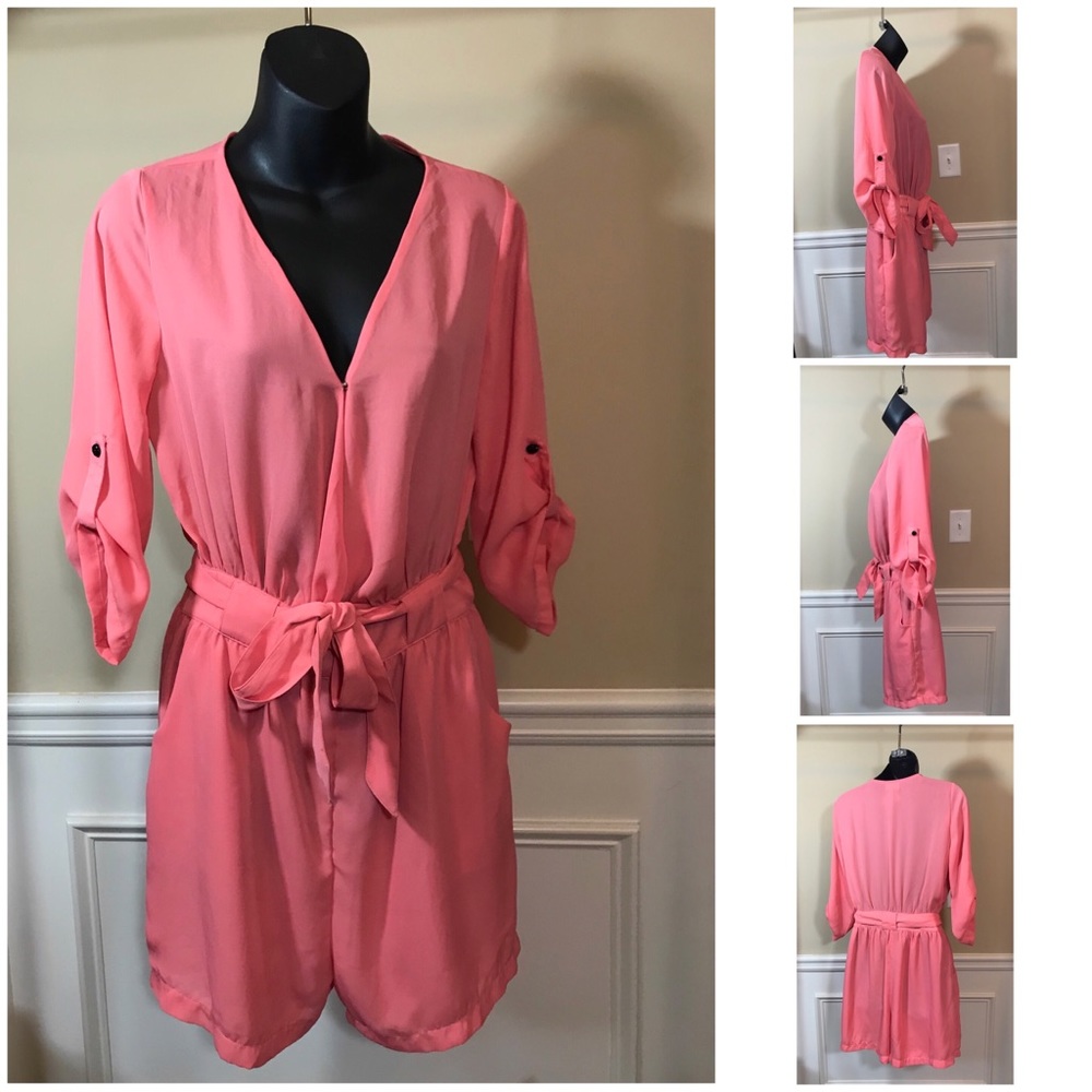 Freeway Quarter Sleeve Romper Belt Shorts Set M